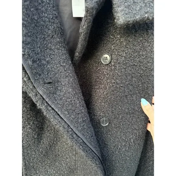 LOFT Curly Funnel Neck Black Peacoat Jacket Size Medium NWT